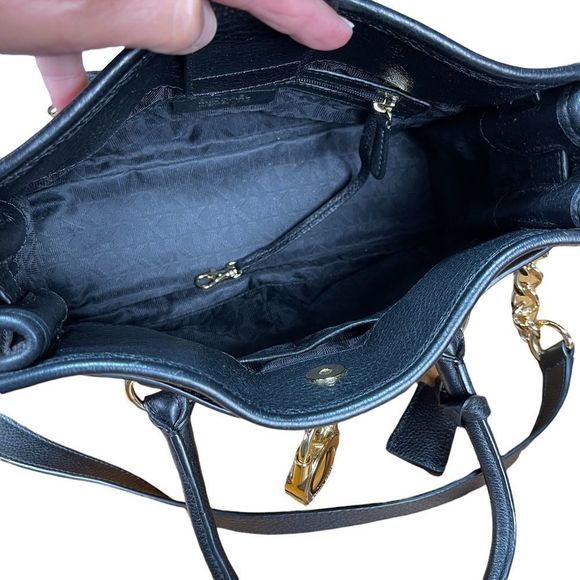 Michael Kors Hamilton Center Stripe East West Satchel Color Block Suede Lock Key - Picture 6 of 12